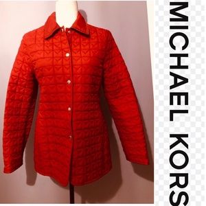 Michael kors red quilted jacket